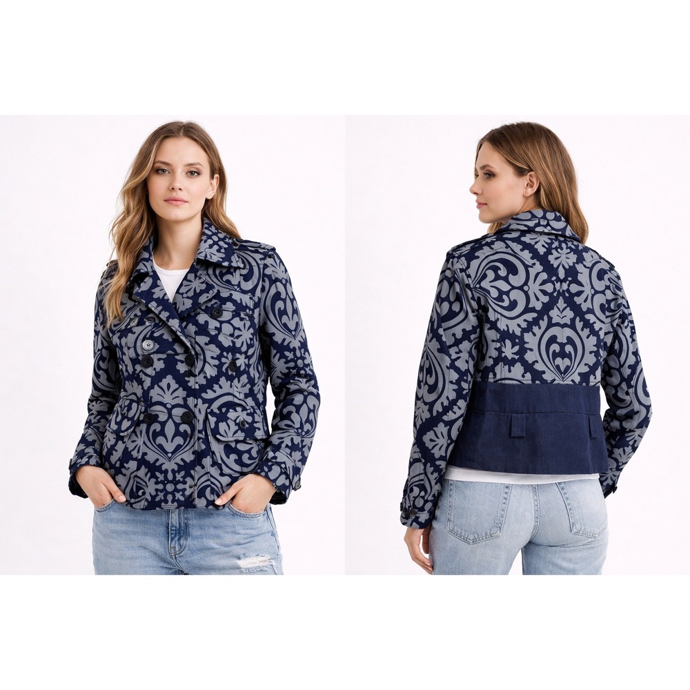 VTG 90s Y2K Marc Jacobs Jacket Womens Size 6 Blue Sport Coat Paisley Pattern